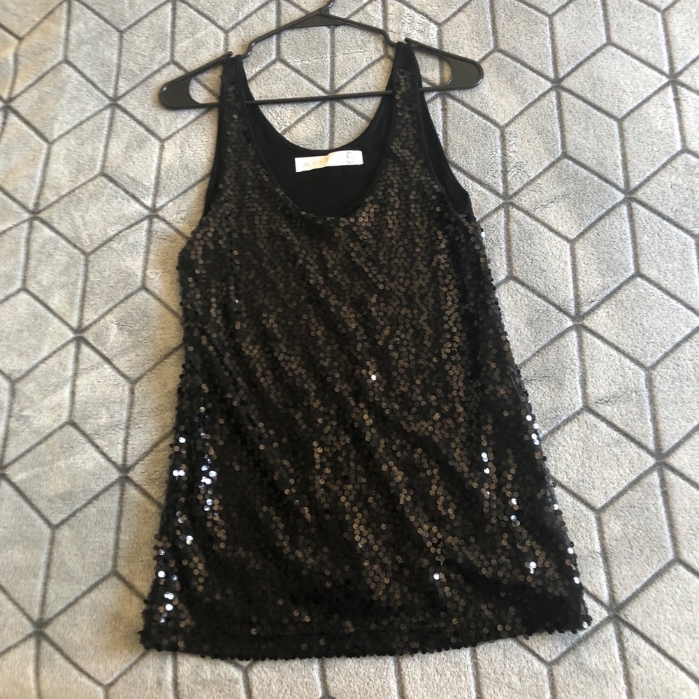 Sequin Black Tank Top